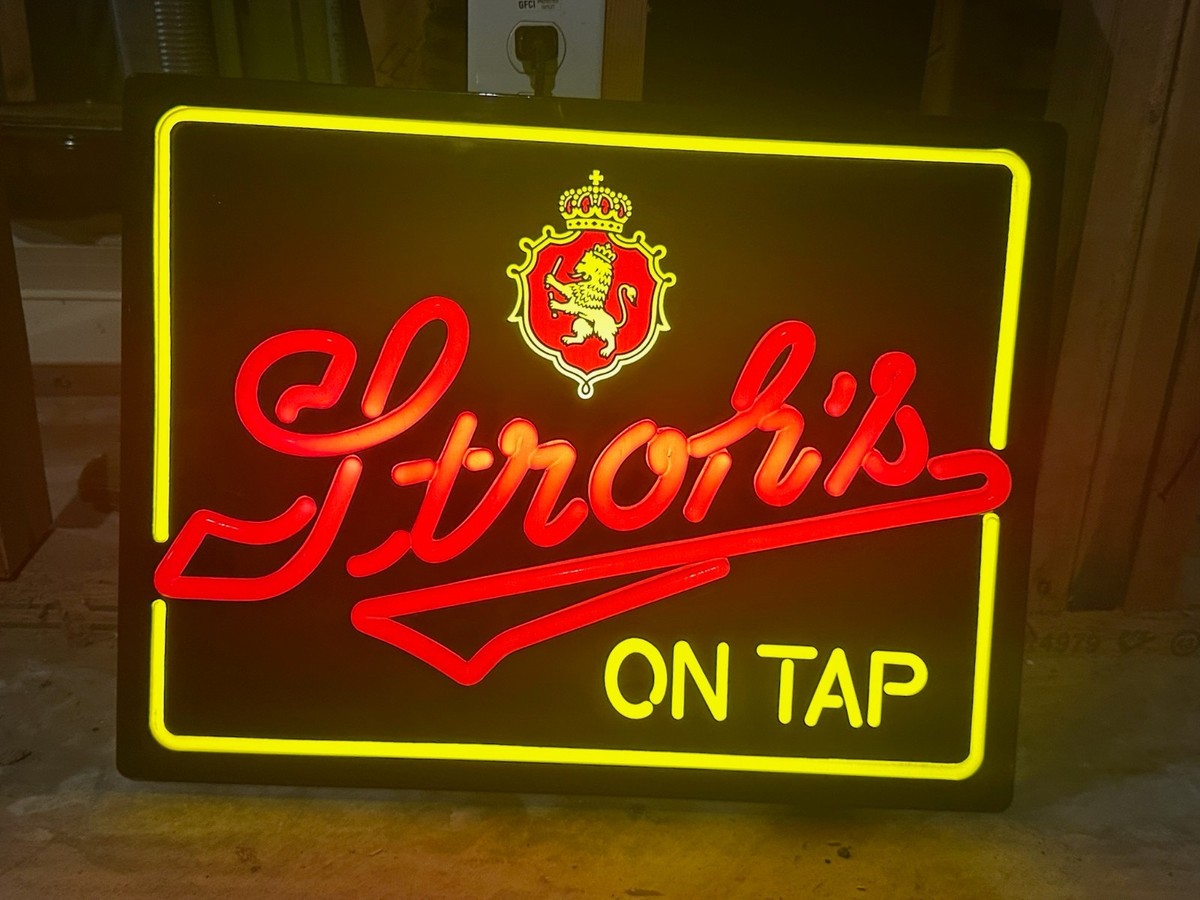 Stroh's Beer Light Up Bar Sign Michigan Faux Neon 20