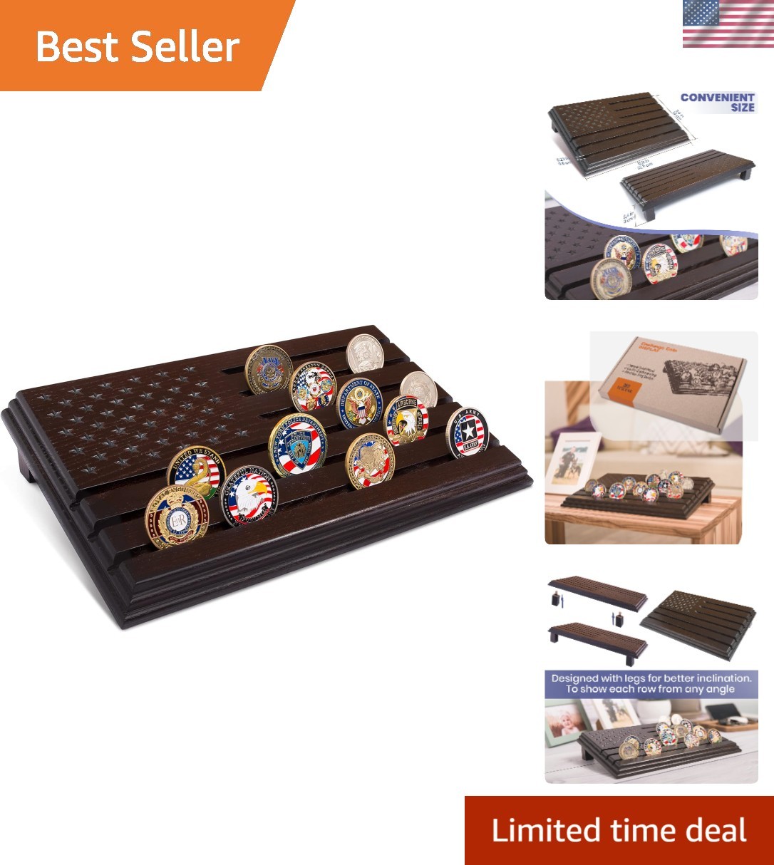 FILA Elegante espositore per monete sfida 6 file regalo perfetto per eroi militari