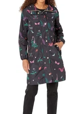 Joules Coat Women's US 4 Black Right As Rain Dogs Jacket Hooded Full Zip