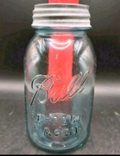 Ball Perfect Mason Blue Quart Jar #11 with Zinc Lid Antique Vintage