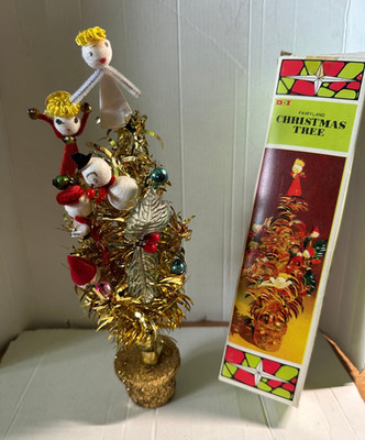 Vintage 1968 Dandee Fairyland Christmas Tree Tinsel with Angels Snowman NIB