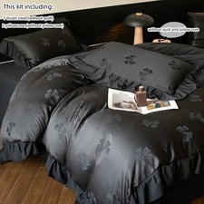 3pcs Bowknot Jacquard Bedding Set Duvet Cover Pillowcases NO Sheet Bedclothes