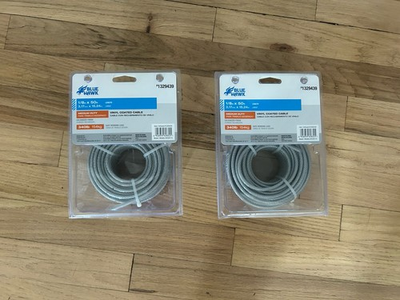 #ad #ad Blue Hawk 1 8 inch x 50 feet vinyl coated galvinized cable 340 lb working load $45.00