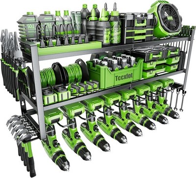 Power Tool Organizer - 3 Layer 8 Drill Holder Wall Mount, Storage Rack 