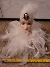ADORNED Porcelain doll head w/ White Flowers