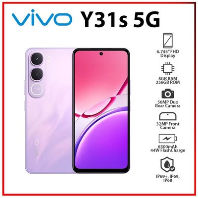 VIVO Y31s 5G 8GB+256GB PURPLE Dual SIM Unlocked Octa Core Android Cell Phone