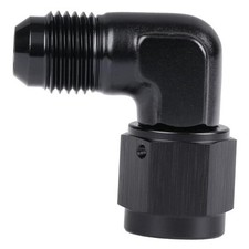 Female to Male Flare 90 Degree Elbow Swivel Fitting 6AN Black - 90 Degree