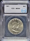 1961-P  Franklin Silver Half Dollar 50C - ICG Graded MS64 - Beautiful Coin