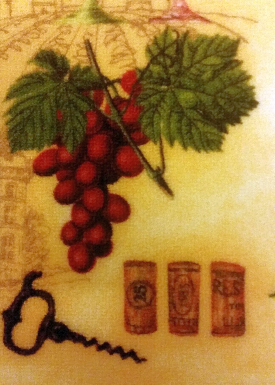 PRINTED KITCHEN RUG (nonskid back) (18" x 28"), WINE WITH CORKS & GRAPES, Soho