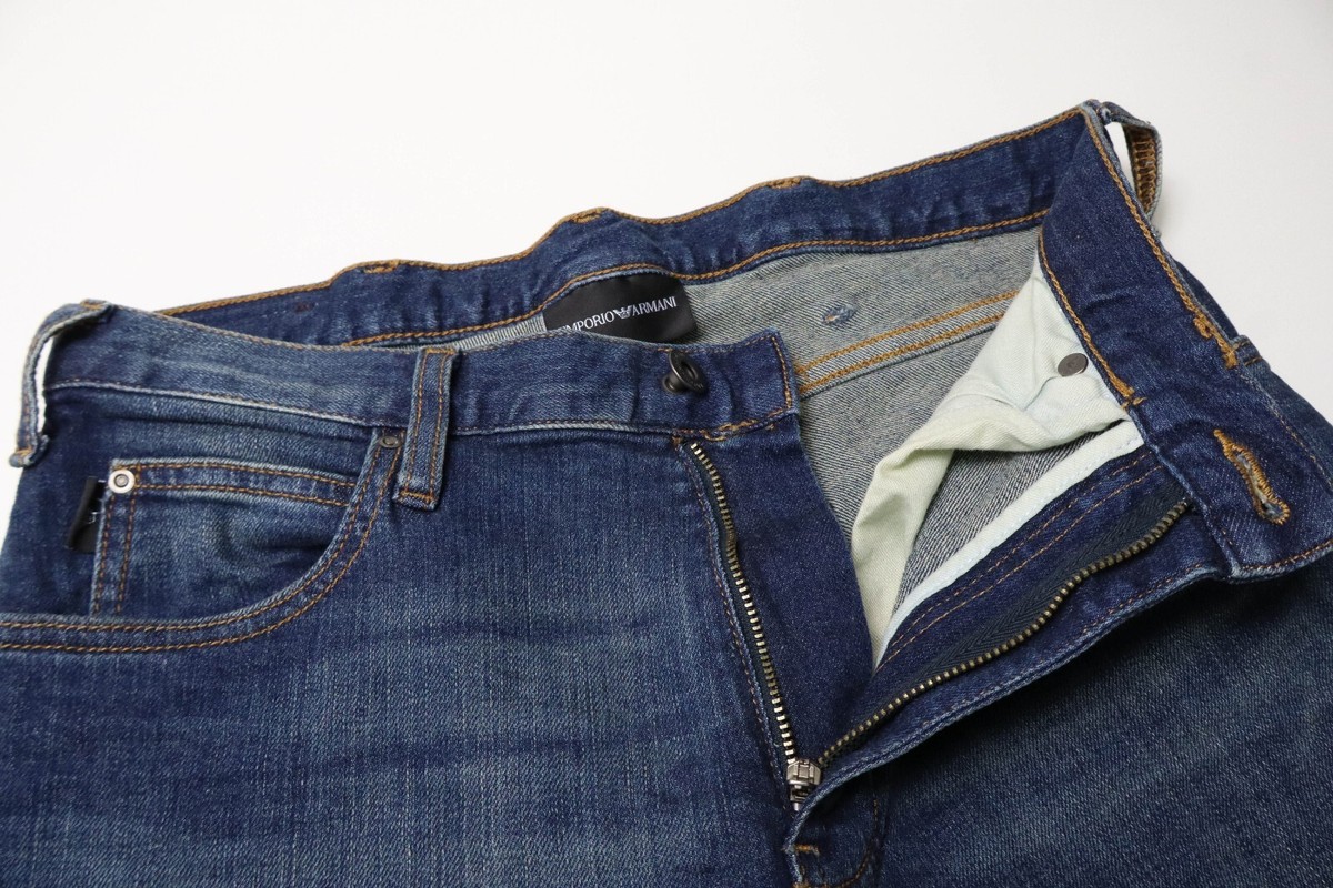 EMPORIO ARMANI Jeans Men's US 28 Blue Denim Faded Whiskered