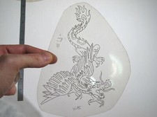 vtg 1960s Tattoo Flash acetate stencil Winged Dragon signed DR2