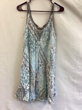 Linea Donatella Knit Slip Nightgown blue gray straps womens size Large