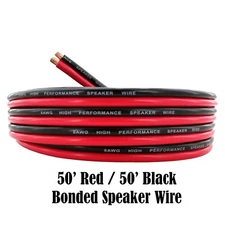 CCA 8 Gauge 50ft Roll of Stranded Quality Bonded ZIP Cable Cord - Red / Black