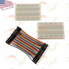 2X 400 Point Solderless Prototype Breadboard Protoboard+40 DuPont 10cm M-M Wires