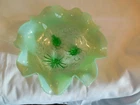 Northwood Ruffles & Rings green opalescent footed bowl