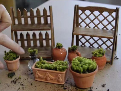 2PC 1:12 Scale Dollhouse Miniatures Lot Flower Stand Garden Furniture Handmade