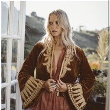 Chasing Unicorns Queen Of Hearts Silk Velvet Jacket  Size Small Free People