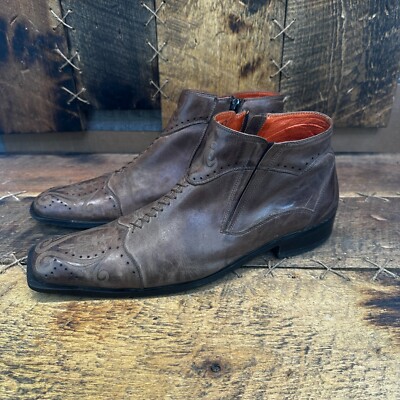 Robert Wayne Durango Men Brown Leather Fleur De Lis Ankle  display picture 1