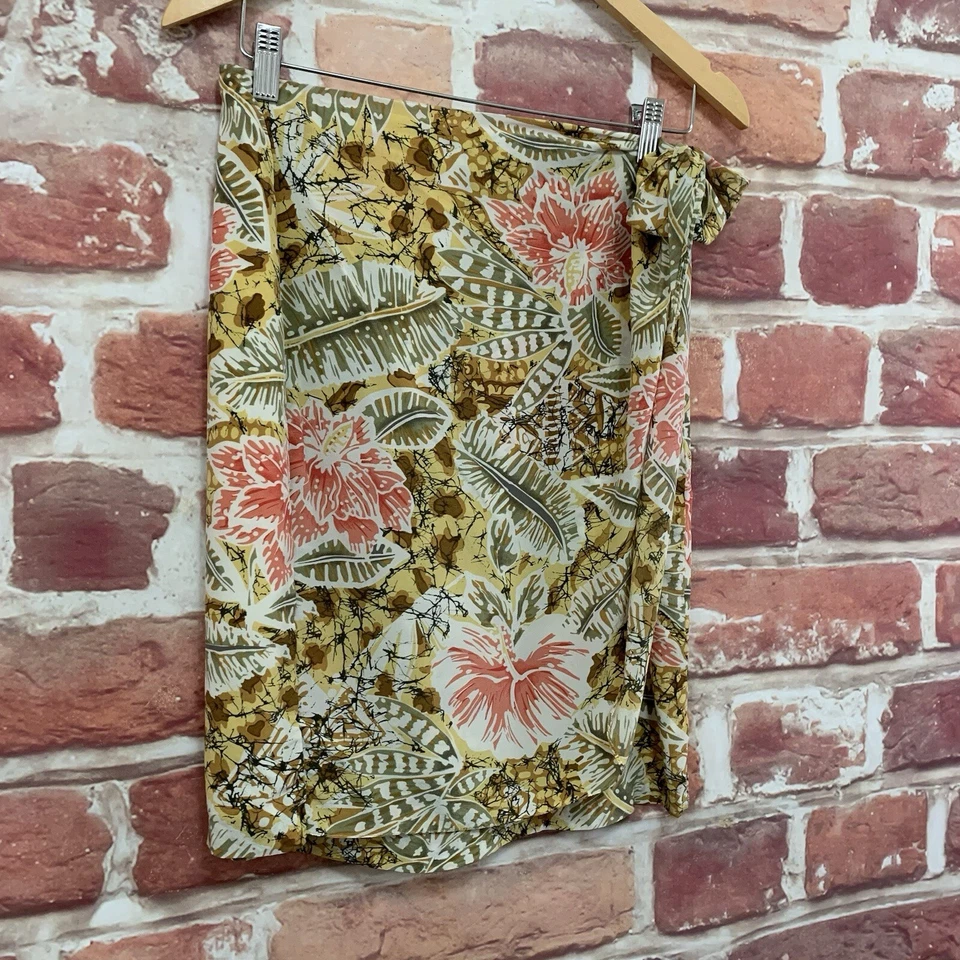 Falda envolvente de esquina informal vintage para mujer mediana 100 % seda floral corbata lateral Foto 2 de 4