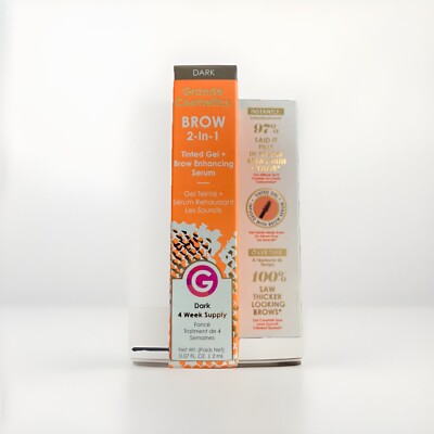 Two Pack - Grande BROW 2 In 1 Eyebrow Enhancing Serum Tinted DARK 2ML Exp 2027