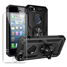 Case for iPhone SE 2016-2019 5 5s Strong Phone Cover Magnetic Ring Black