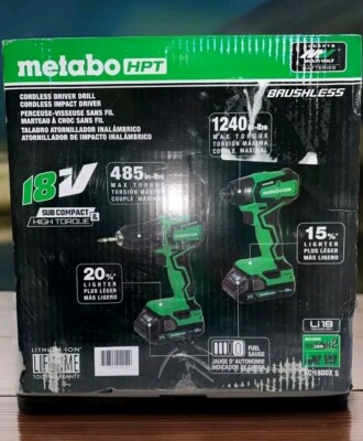 Metabo Hpt Ddx Series 18V Sub-Compact Driver Drill/impact Driver Combo Kit