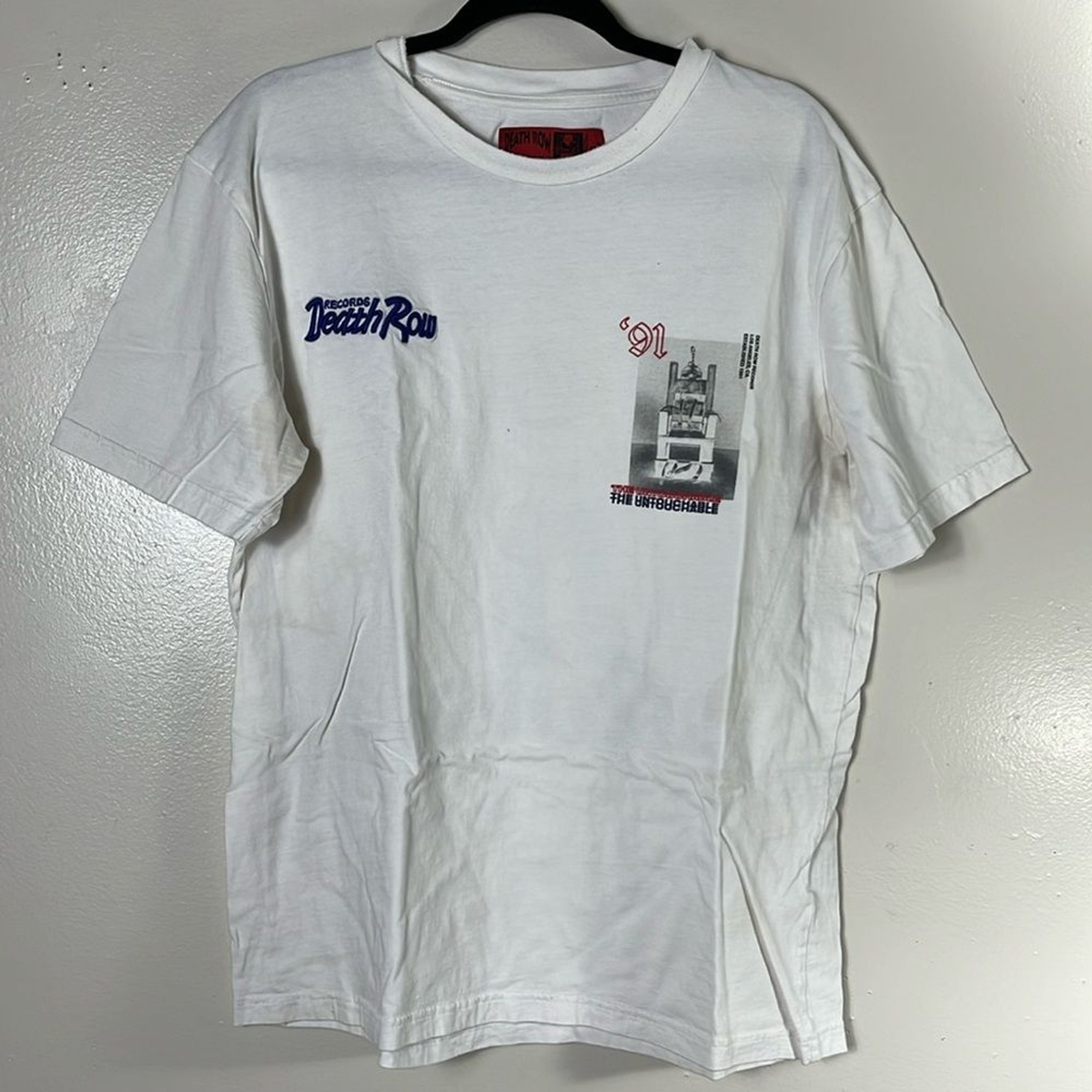 FILA maglietta uomo braccio della morte bianca ricamata grafica rap taglia XL