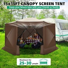 15x15 Pop up Gazebo Portable Hub Tent Instant Screened Canopy with 7 Sidewalls