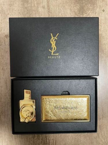 Yves Saint Laurent Beaute smartphone ring holder & mirror set gold novelty Japan - Picture 1 of 11