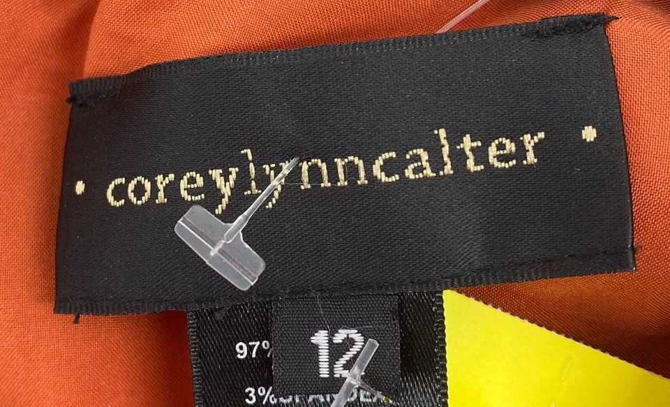 Vestido recto Corey Lynn Calter para mujer naranja negro a rayas lentejuelas talla 12 usado en excelente estado Foto 3 de 4