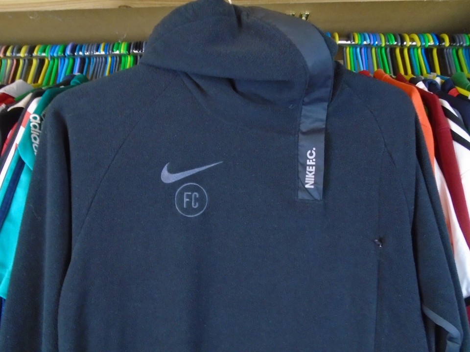 NIKE FOOTBALL CLUB BLACK SOCCER TRAINING FLEECE SNOOD NECK JUMPER SWEAT