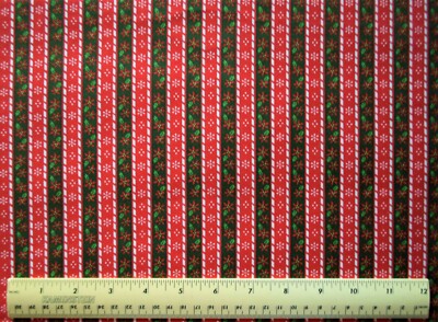 Springs Creative Christmas Stripe red green  By the 1/4 yard cotton fabric