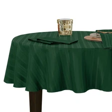 Denley Stripe Jacquard Stain Resistant Tablecloth - 70" Round - Hunter Green