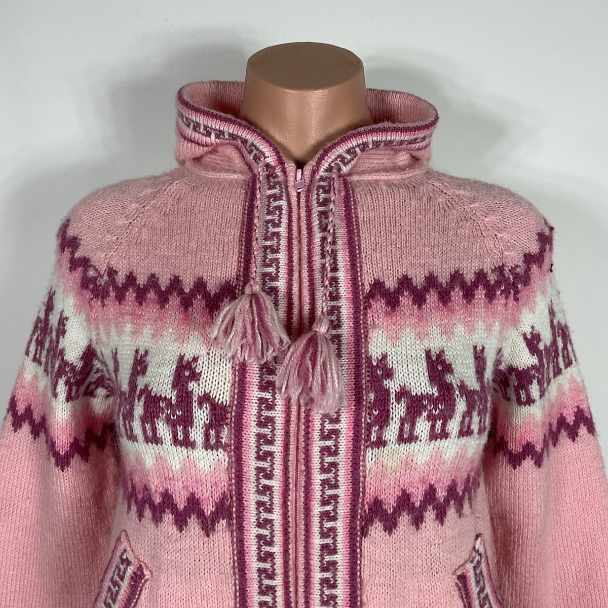 Vintage Yusu Tex Size Youth S-M Alpaca Wool Full Zip Hoodie Vintage Yusu Tex Size Youth S-M Alpaca Wool Full Zip Hoodie