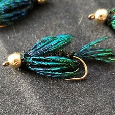 BEAD HEAD NYMPH SIZE 6 FLY FISHING FLIES BIRD OF PARADISE PEACOCK