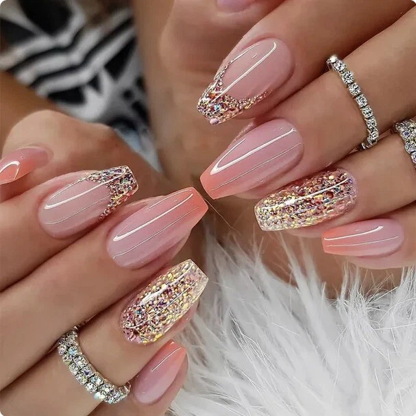 Pastel French With Mini Pearls Custom Press on Nails Luxury False