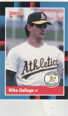 FREE SHIPPING-MINT-1988 Donruss Oakland Athletics Baseball Crd #379 Mike Gallego