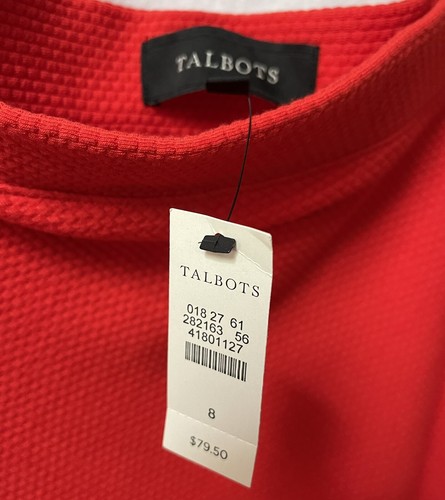 Talbots Skirt Orange Womens 8 Stretch A Line Midi Textured New - Picture 5 of 8