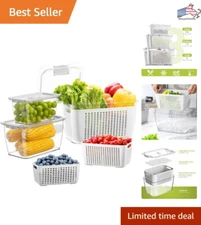 Produce Saver Container Set - BPA Free Fridge Organizer for Fruit & Vegetables