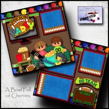 SUPER BOWL PARTY  2 PREMADE SCRAPBOOK PAGES Paper NFL layout FOOTBALL  CHERRY