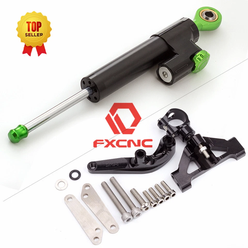 EE. UU. Para Kawasaki ZX14R 06-16 Amortiguador de Dirección Estabilizador Lineal + Kit de Soporte Verde Foto 3 de 4