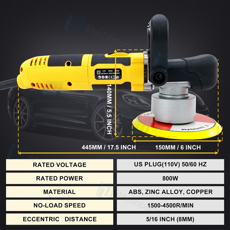 Dual Action Car Polisher Buffer 6" Random Orbital Polishing Machine ...