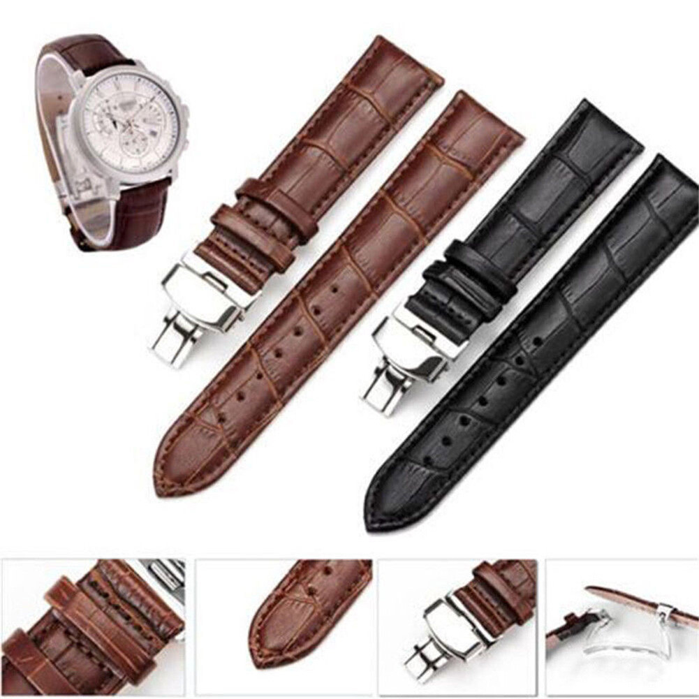 Genuine Leather 12-24mm Military Watch Band Strap Wristband Replacement