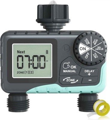 RAINPOINT Sprinkler Timer 2 Outlet, Water Timer for Garden Hose, Programmable...