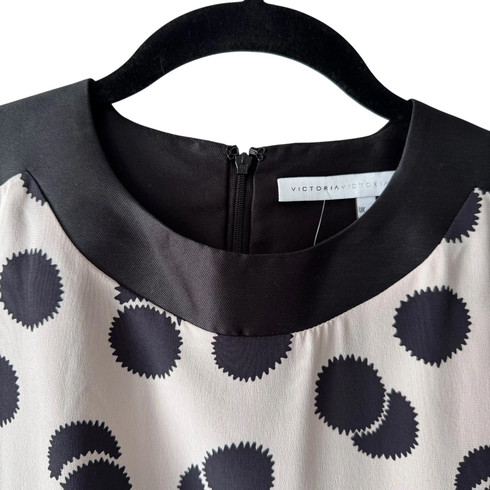 UNDERCOVER Abito Victoria Beckham taglia 4 stampato seta crepe tubino neutro designer preppy