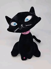 Black Cat Plush 15" 2003 Pinkies Palace Blue Eyes Pink Collar Mervyns Exclusive