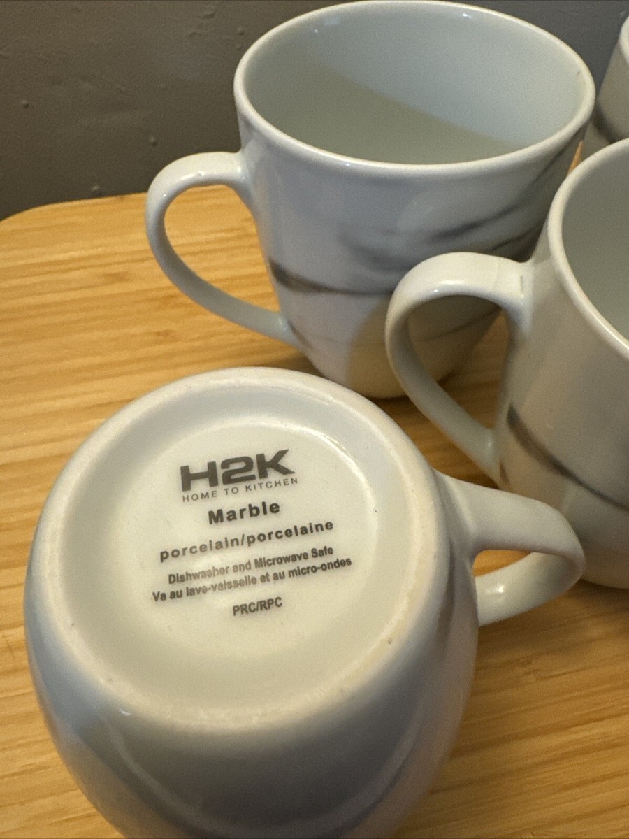 Marble Design Mugs Set of H2K Home to Kitchen Porcelain Marble