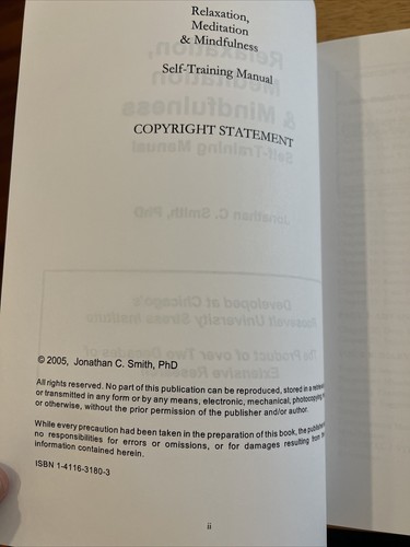 RELAXATION, MEDITATION & MINDFULNESS SELF-TRAINING MANUAL By Jonathan C. Smith - Picture 5 of 5