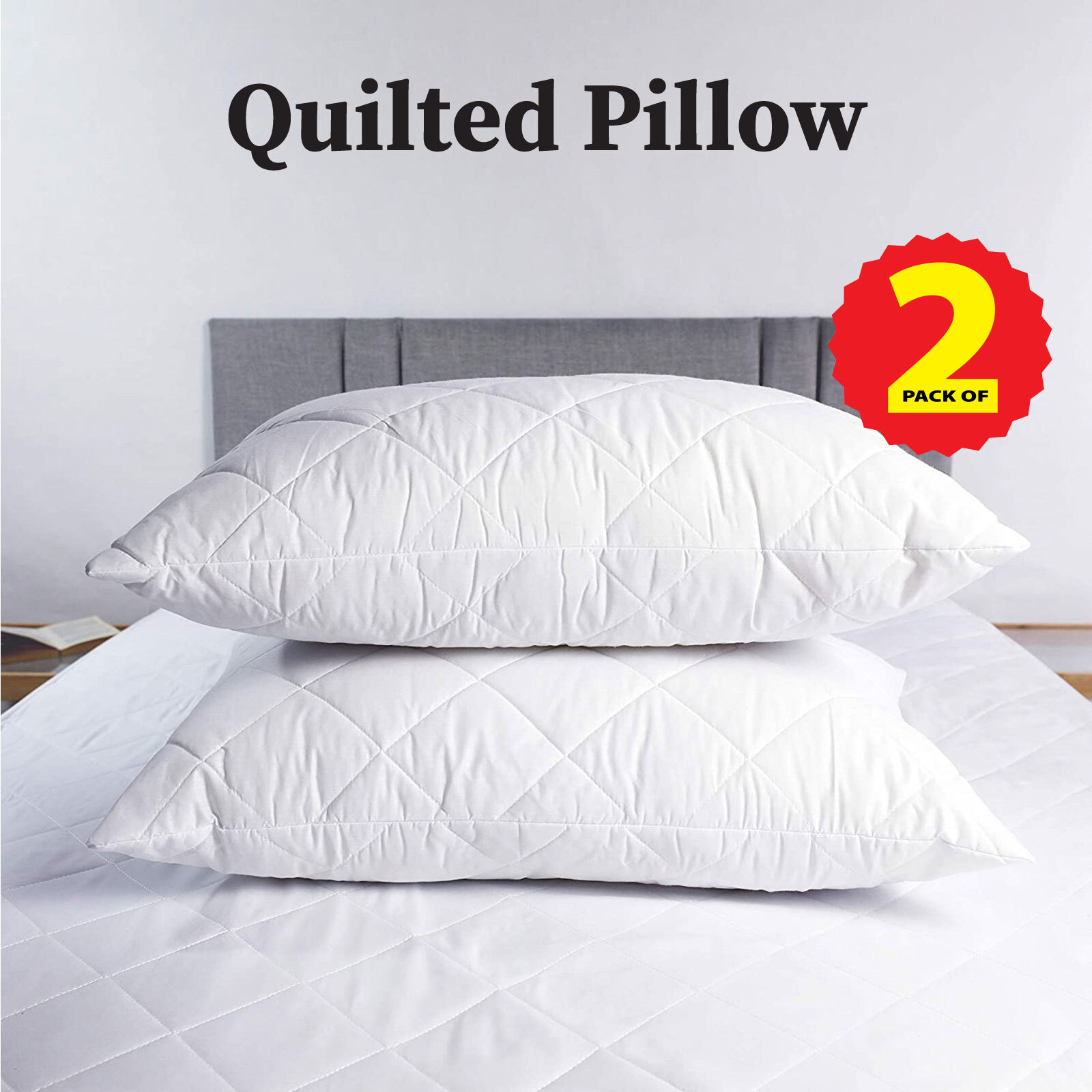 Pack of 2 Extra Filled Pillows Hotel Quality Firm Deluxe Night Sleep