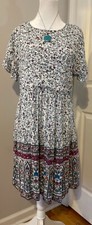 BTFBM Floral Dress Sz L Boho Cottage Core Peasant Euro Summer Modest